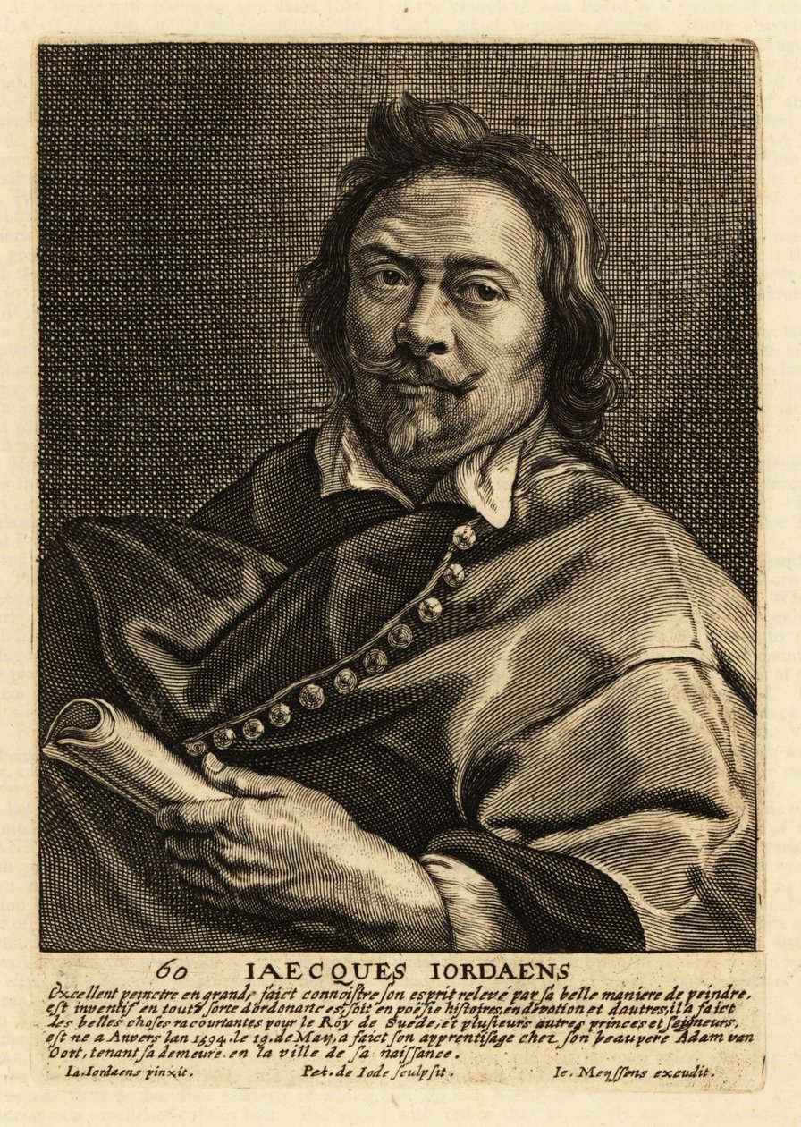 Tarih resimleri, tür sahneleri ve portreleriyle tanınan Flaman ressam, teknik ressam ve duvar halısı tasarımcısı Jacques Jordaens'in portresi by Pieter de II Jode