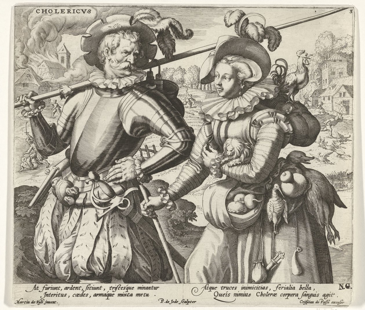 Choleric Mizaç Cholericvs (nesne üzerindeki başlık) Dört mizaç (dizi başlığı) by Pieter de Jode (I)