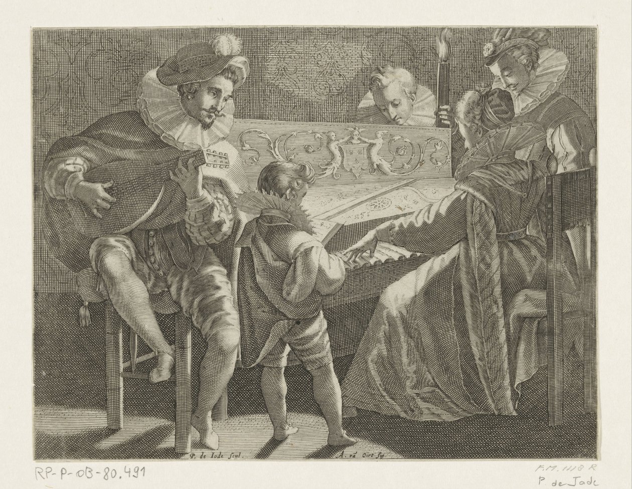 Fenerle müzik yapan şirket, yaklaşık 1600 by Pieter de Jode (I)