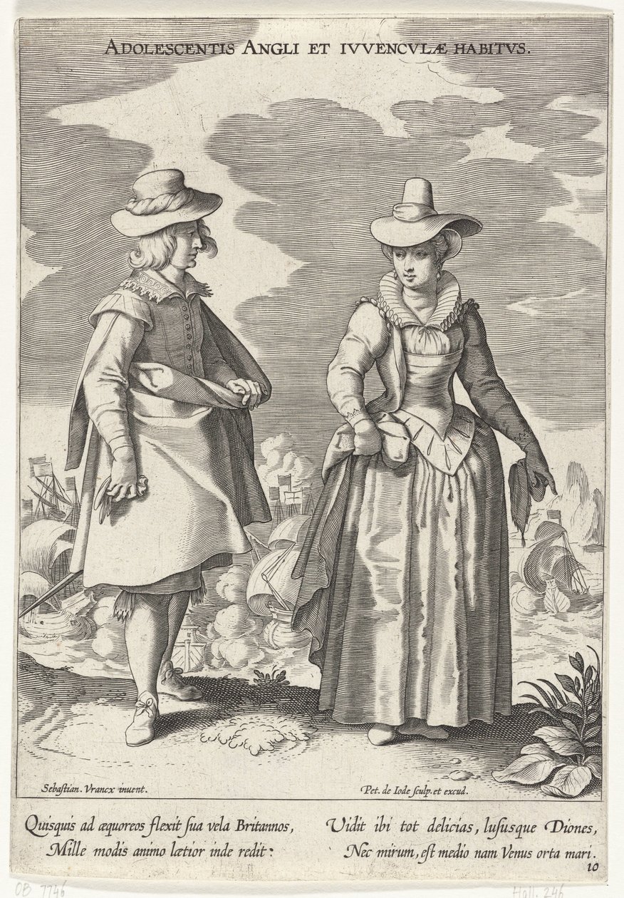 Paar, gekleed volgens de Engelse mode, ca. 1610 The English and Young