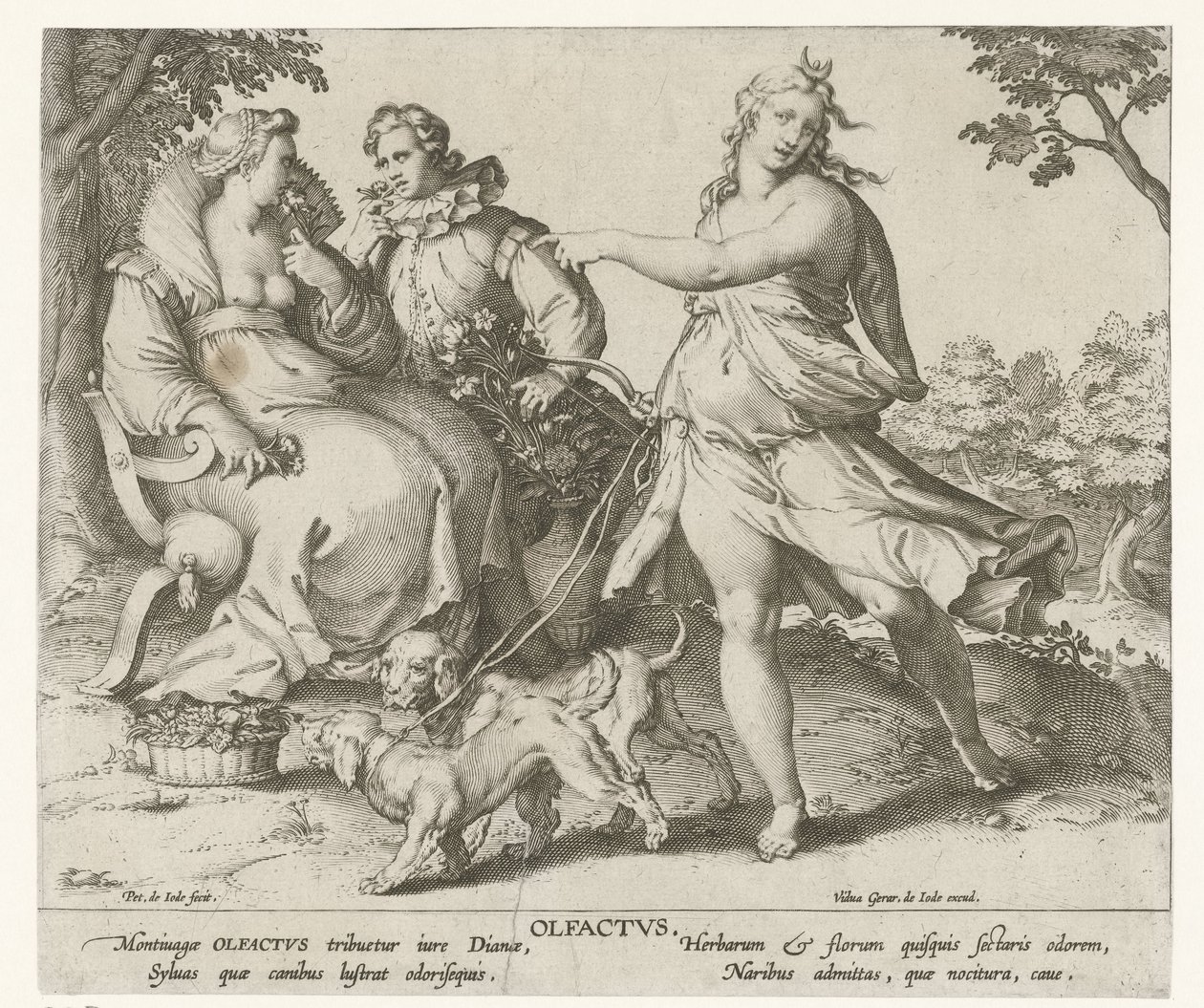 Koku Olfactvs (nesne üzerindeki başlık) Beş duyu (dizi adı) by Pieter de Jode (I)