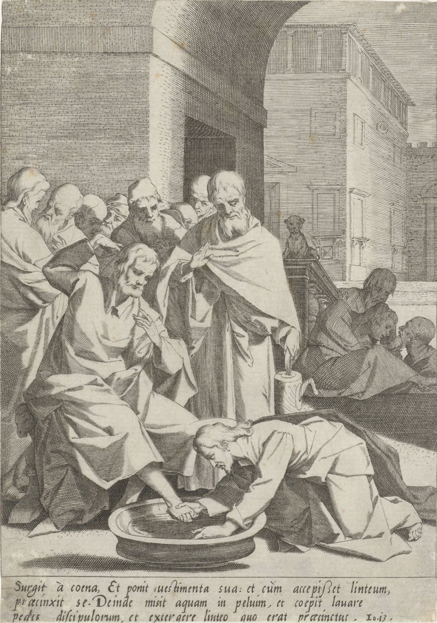 Voetwassing Passie van Christ (dizi adı) Tutku ve Diriliş (dizi adı) by Pieter de Jode (I)