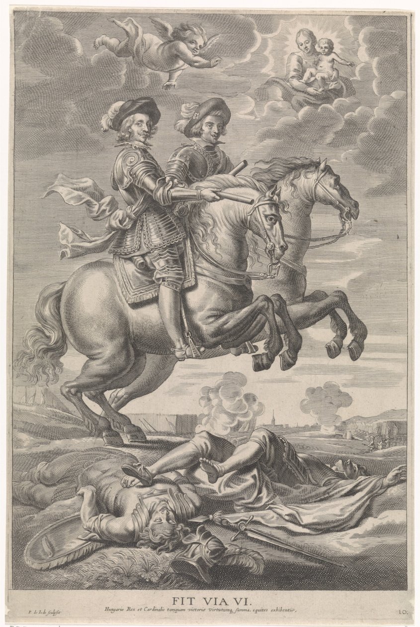 Avusturyalı Ferdinand, Bohemya ve Macaristan Kralı Ferdinand ile Nördlingen zaferinde at sırtında Kardinal-Bebek