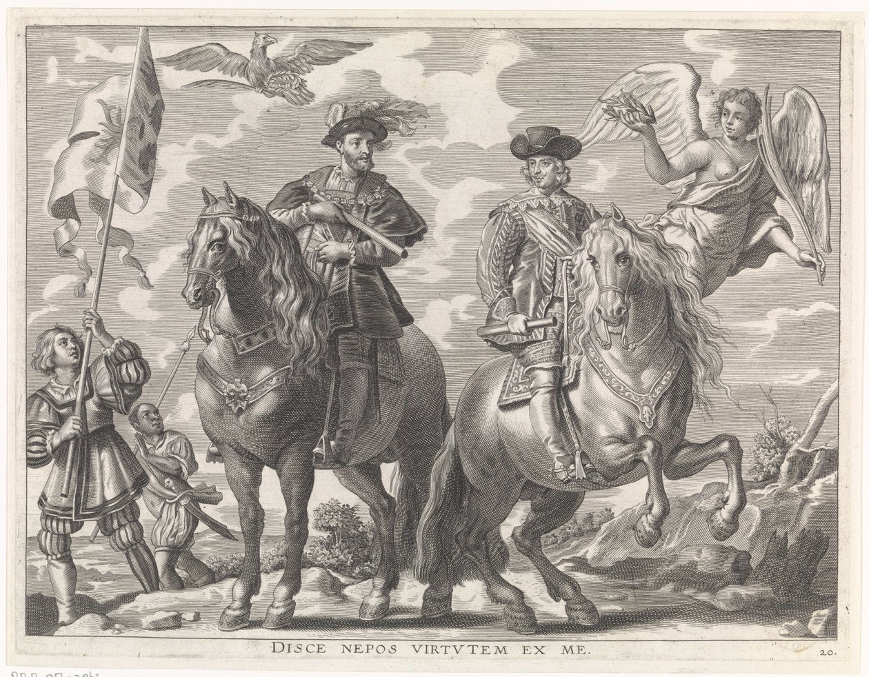 Charles V ve Ferdinand at sırtında Kardinal-Bebek
