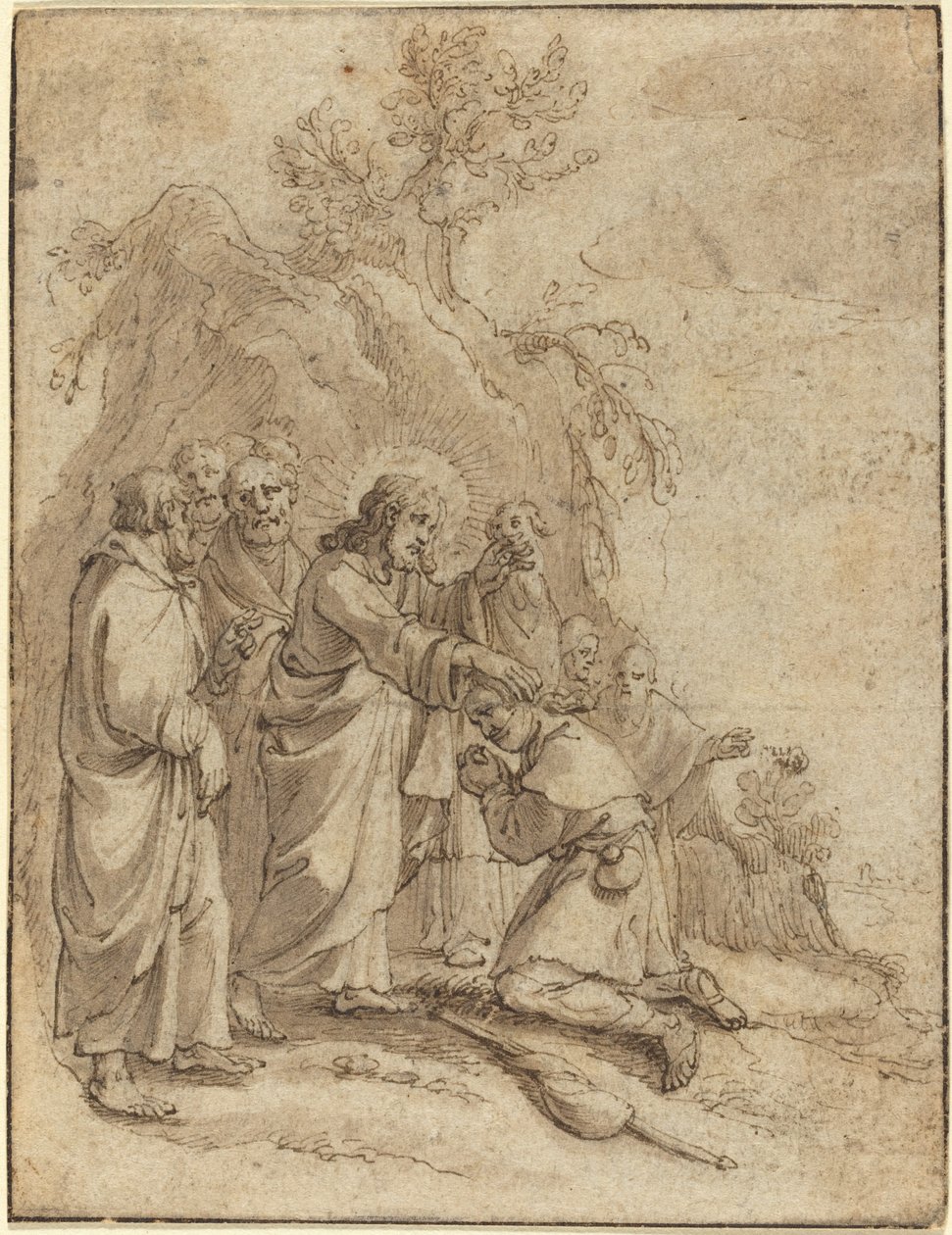 Mesih Cüzamlıyı İyileştiriyor by Pieter de Jode I