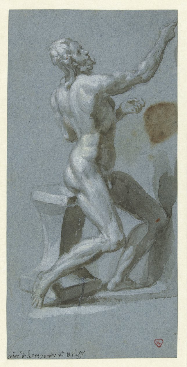 Oturan çıplak adam, sağa dönük by Pieter de Kempener
