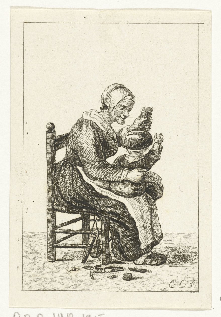Kucağında çocuğu olan kadın by Pieter de Mare