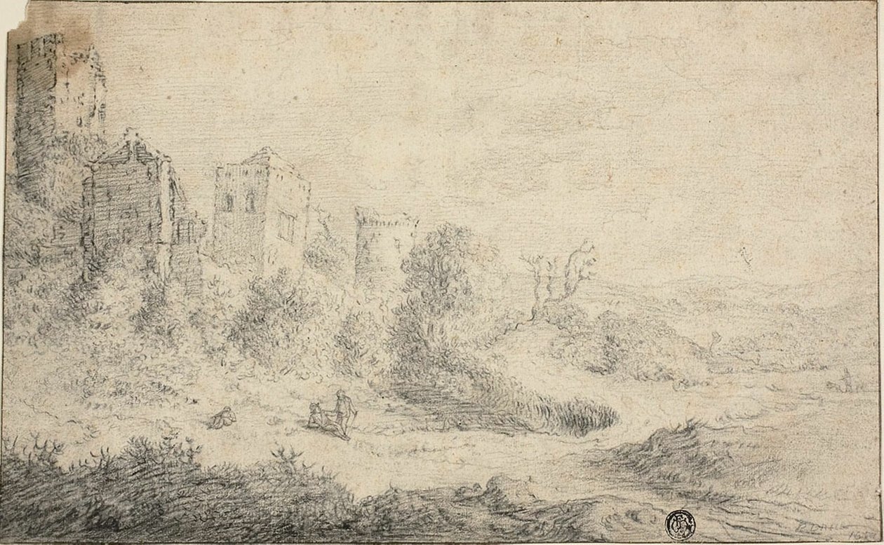 Yıkılmış Kale ve Üç Figürlü Manzara by Pieter de Molijn