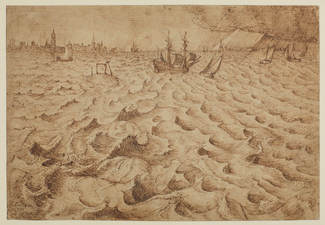 Anvers manzaralı Schelde Nehri üzerinde bir fırtına, 1562 - 1563 by Pieter Bruegel the Elder