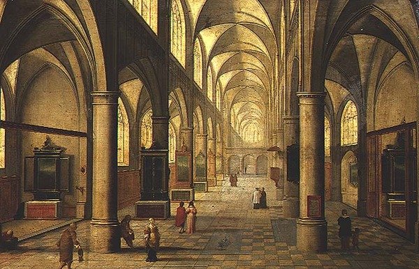 Rakamlarla Katedralin içi (panelde yağ) by Pieter the Elder Neeffs