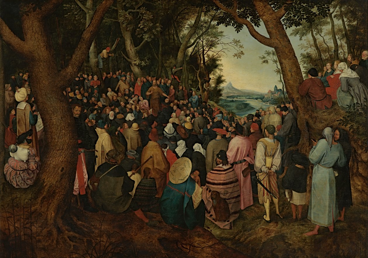 Kalabalığa Vaaz Veren Aziz John (panel üzerine yağlıboya) by Pieter the Younger (after) Brueghel