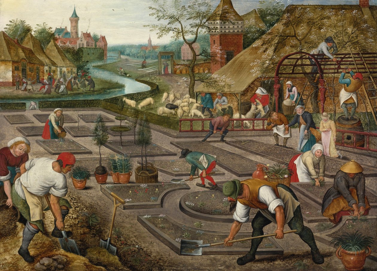 Spring par Brueghel, Pieter, the Younger (1564-1638). Ahşap üzeri yağlı boya, ebat : 41,9x57,2, c. 1625-1630, Özel Koleksiyon by Pieter the Younger Brueghel