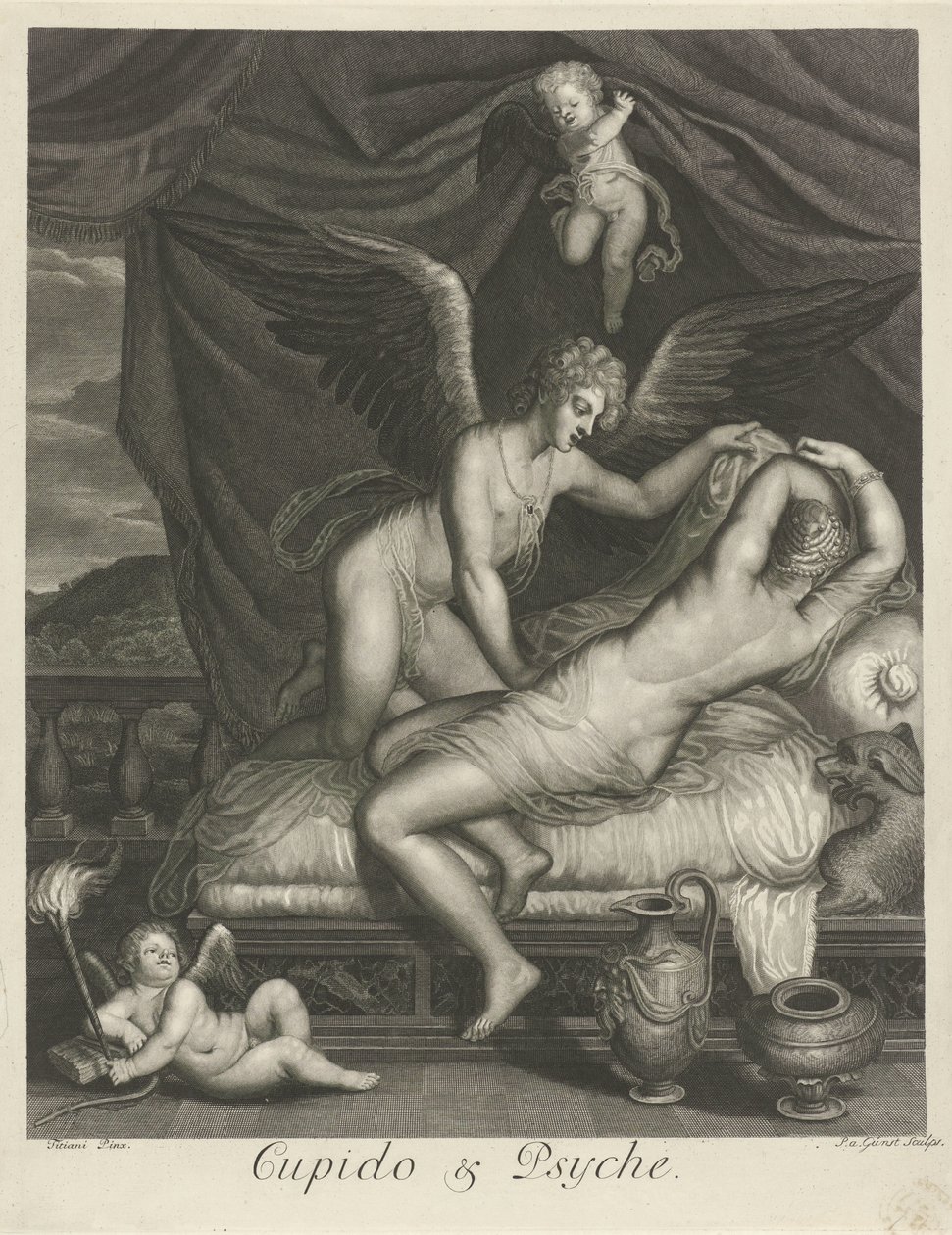 Cupid ve Psyche (nesne üzerindeki başlık) Mitolojik aşk hikayeleri (dizi adı) by Pieter van Gunst