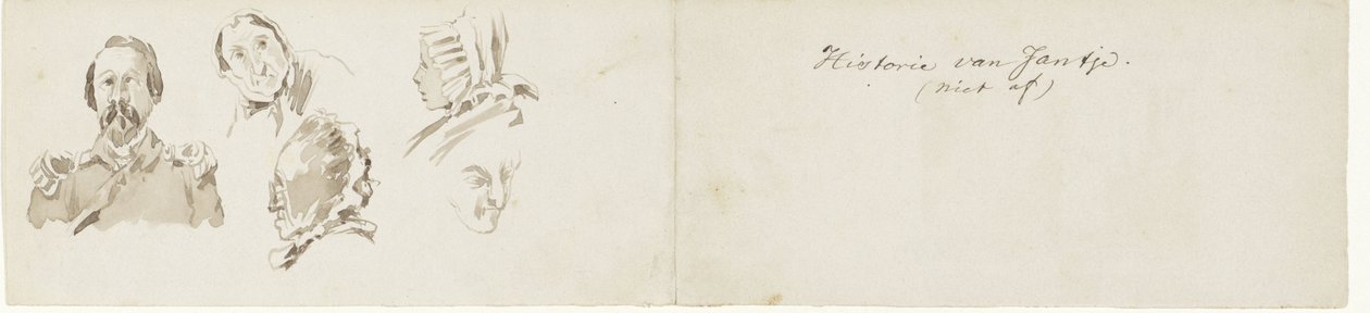 Jantje tarihi için bazı eskizler Jantje Tarihi. (bitmedi) (nesne üzerindeki başlık) by Pieter van Loon