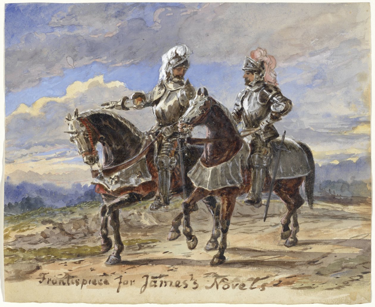 Bir manzarada at sırtında iki şövalye by Pieter van Loon