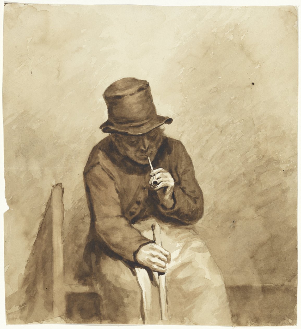 oturmuş sigara içen adam by Pieter van Loon
