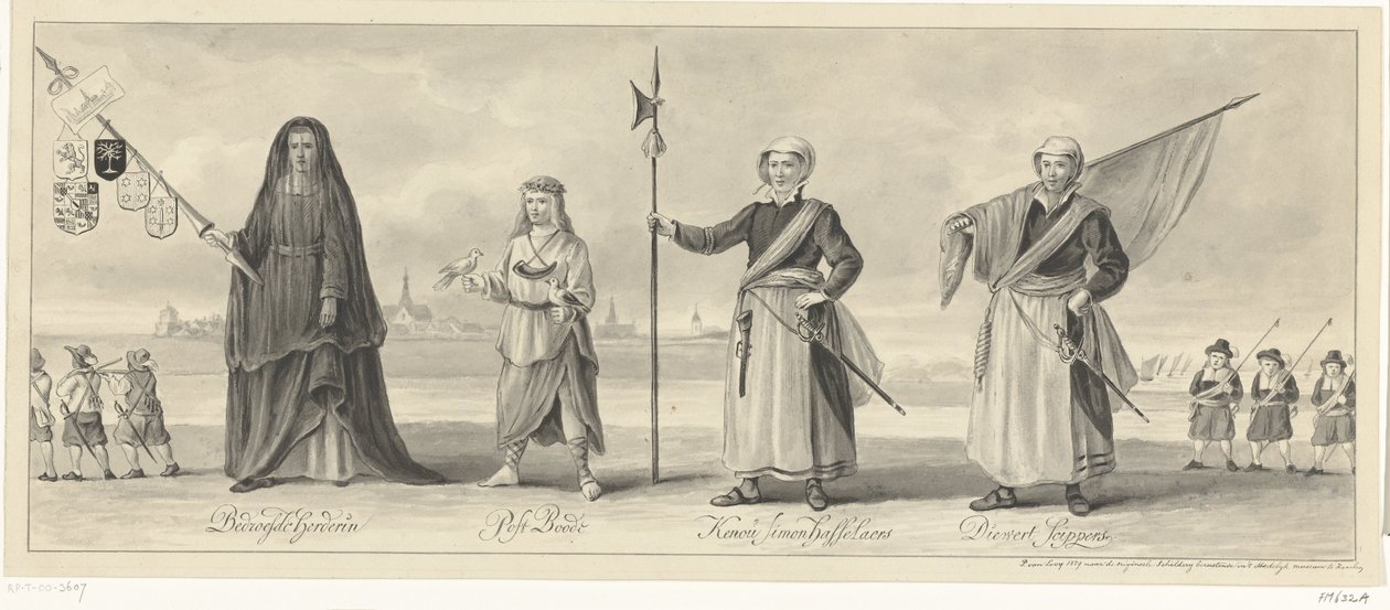 Haarlem Kuşatması Anma Töreninde Haarlem Retorikçiler Odasının Alayı, 1660 dolayları by Pieter van Looy (signed by artist)