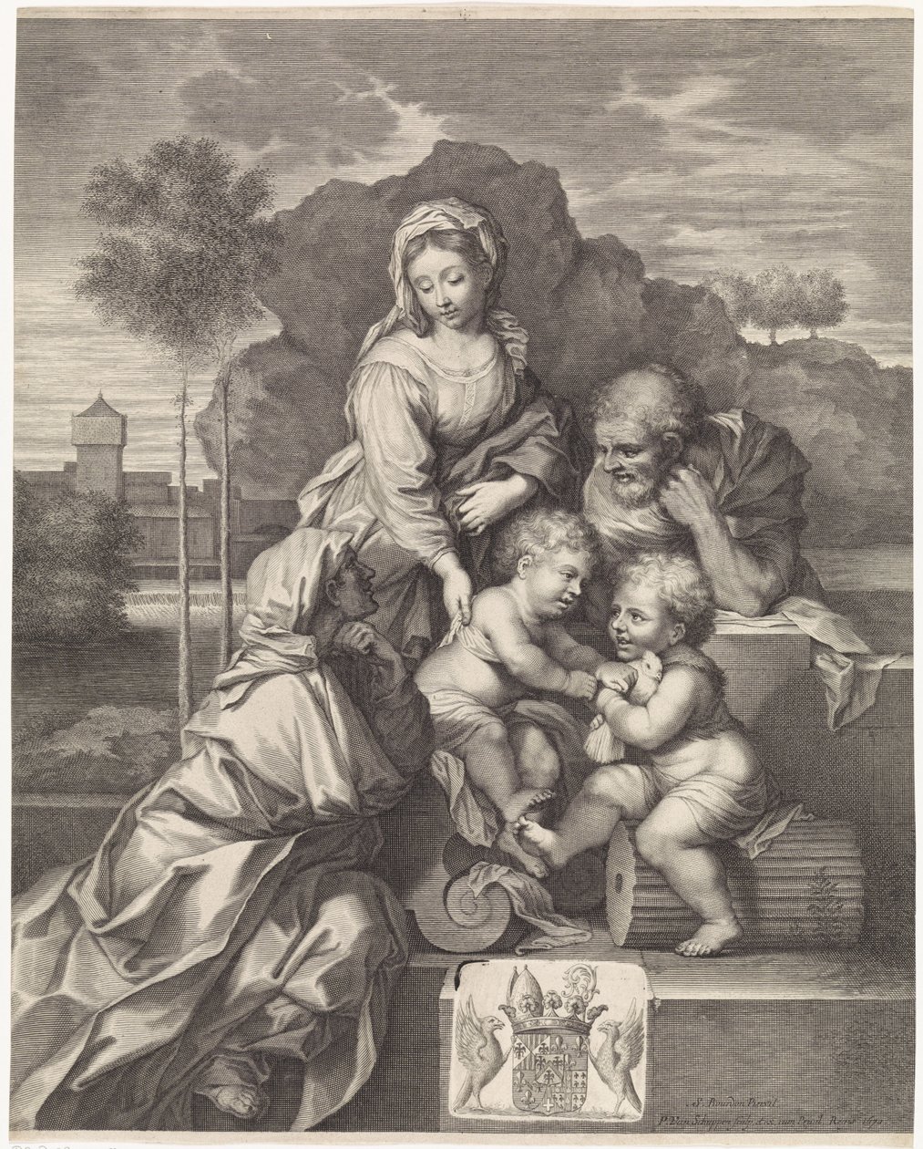 Elizabeth ve Vaftizci Yahya ile Kutsal Aile by Pieter van Schuppen
