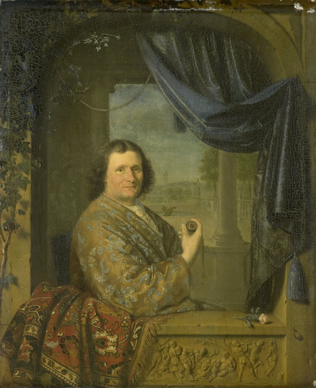 Saatli Bir Adamın Portresi by Pieter van Slingelandt