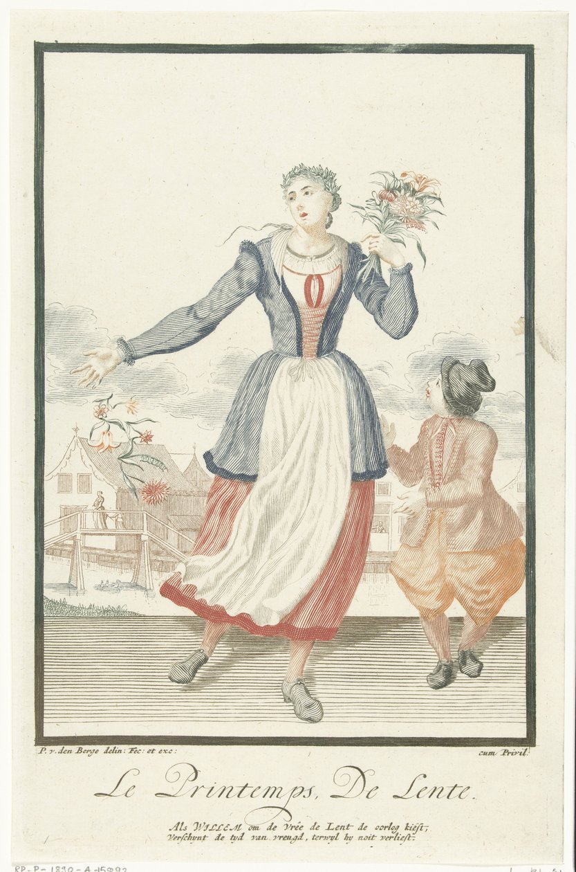 Bir demet çiçek olan kadın Le Printemps / The Spring (nesne üzerindeki başlık) Dört Mevsim (dizi adı) by Pieter van den Berge