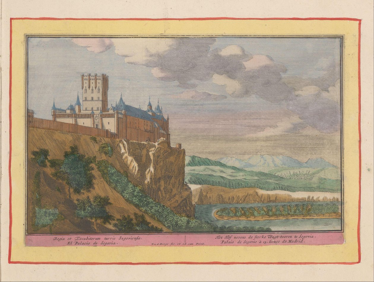 Kasteel van Segovia Het Hof nevens de sterke Wagt-tooren te Segovia / Saray ve Segovia kulesinin muhafızları (nesne üzerindeki başlık) İspanyol Tiyatrosu (...) (dizi adı) by Pieter van den Berge