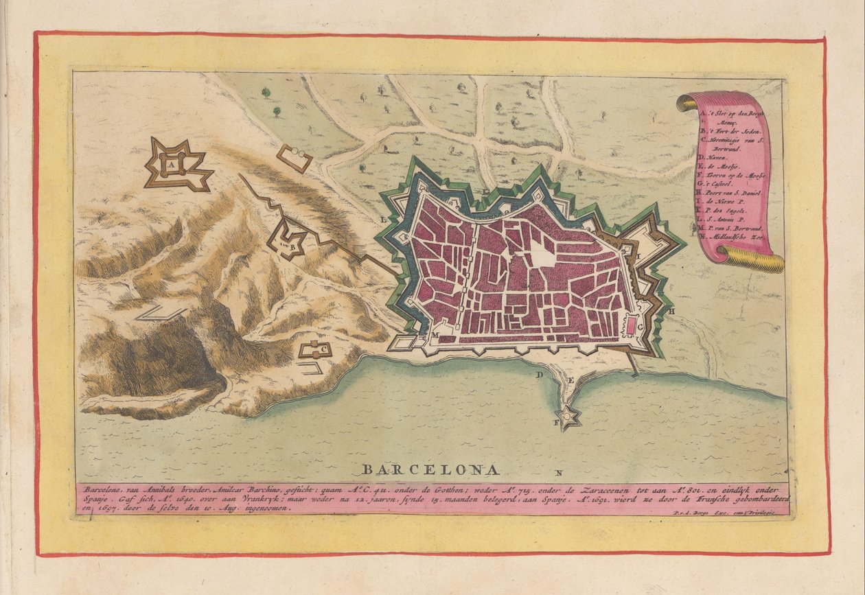 Plattegrond, Barselona Barselona (nesne üzerindeki başlık) İspanyol Tiyatrosu (...) (dizi adı) by Pieter van den Berge