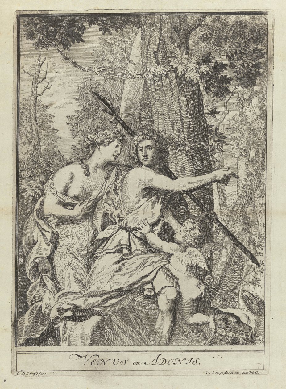 Venus ve Adonis ile seri çizim örneklerinden 11 yazdırın by Pieter van den Berge