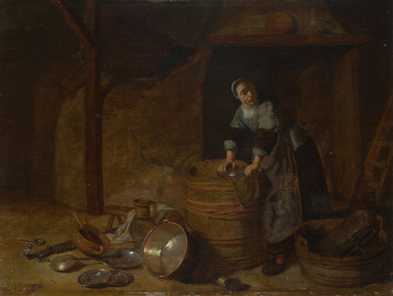 Tencere Ovalayan Kadın, c. 1650-1660 by Pieter van den Bosch