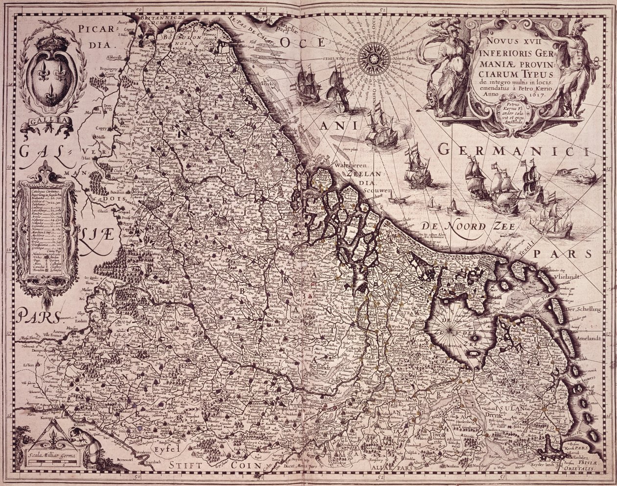 Birleşik Hollanda Eyaleti Haritası (gravür) by Pieter van den Keere