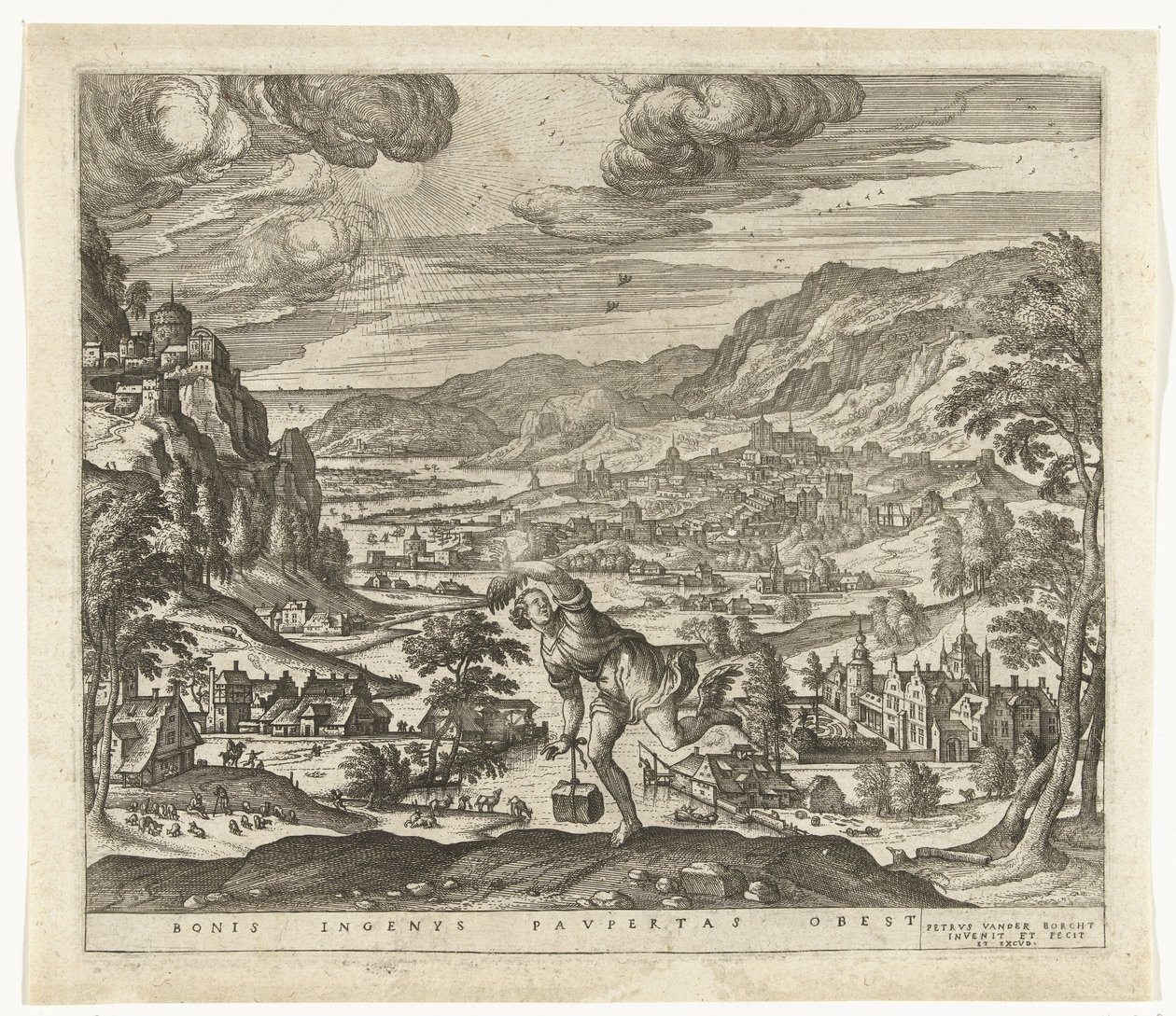 Yoksulluk dahiyane zihinlerin ilerlemesini engeller Bonis ingenys paupertas obest (nesne üzerindeki başlık) by Pieter van der Borcht (I)