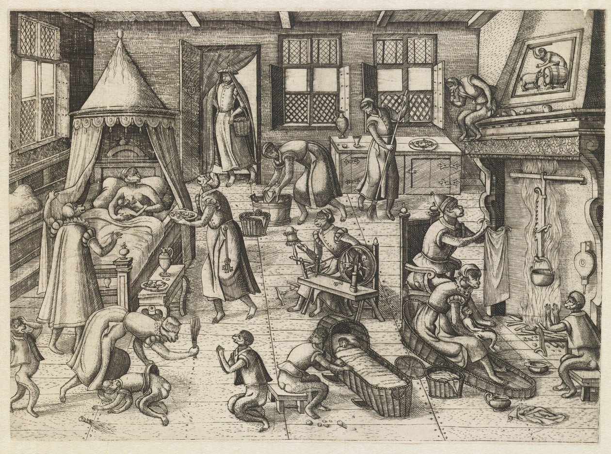 çocuk odası Maymun oyunu (dizi başlığı) by Pieter van der Borcht (I)