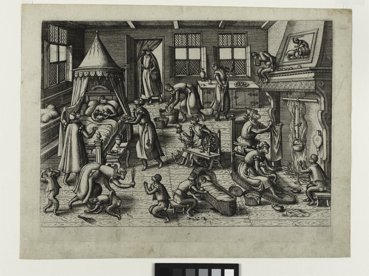 Kreş, c.1585 (gravür) by Pieter van der Borcht