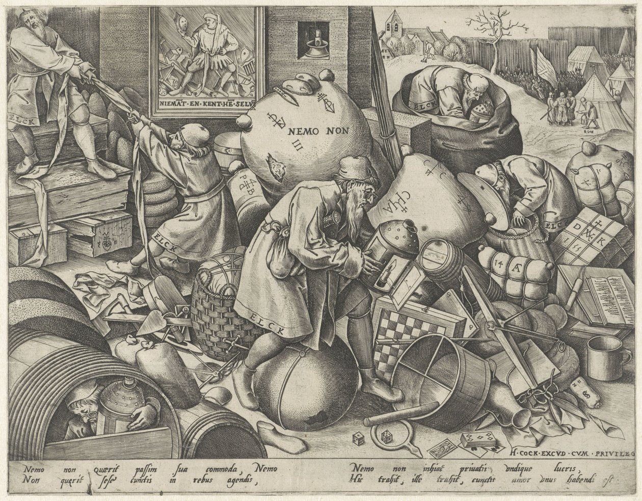 her adam Bencillik Alegorisi Elck (nesne üzerindeki başlık) by Pieter van der Heyden