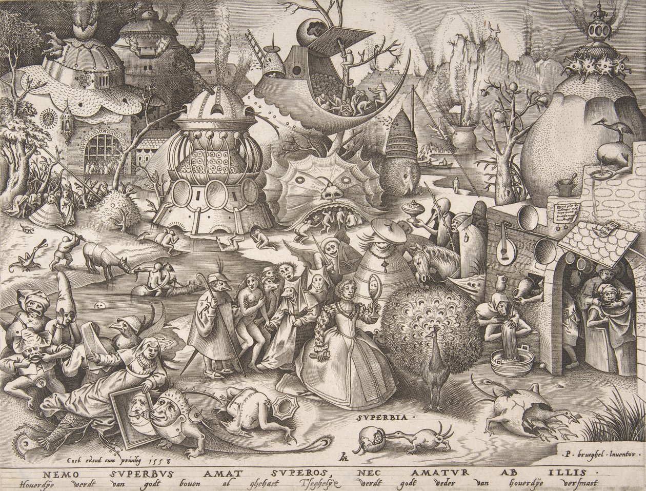 The Seven Deadly Sins serisinden Gurur Superbia, 1558. by Pieter van der Heyden