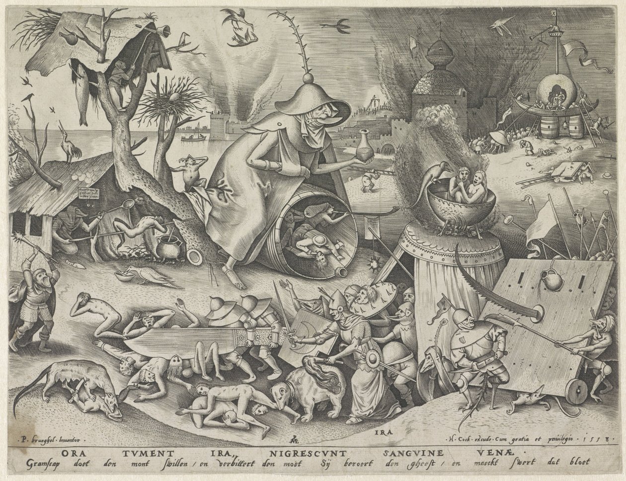 gazap Ira (nesne üzerindeki başlık) Yedi Ölümcül Günah (dizi başlığı) by Pieter van der Heyden