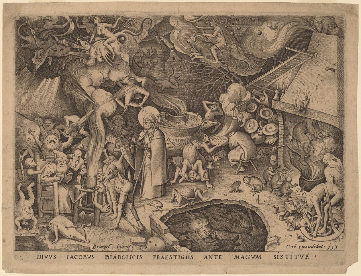 Aziz James ve Büyücü Hermogenes by Pieter van der Heyden after Pieter Bruegel the Elder