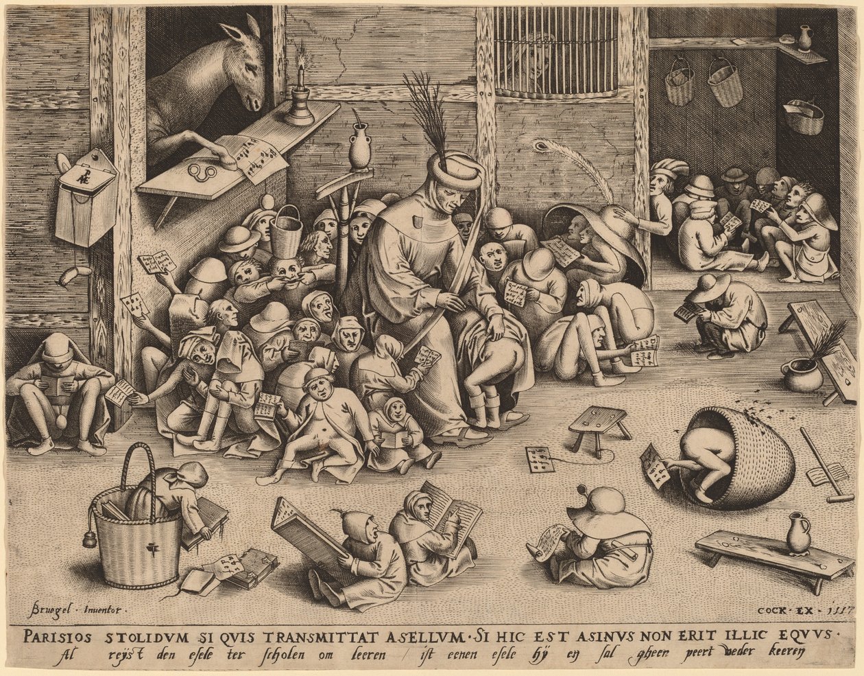 okuldaki eşek by Pieter van der Heyden after Pieter Bruegel the Elder