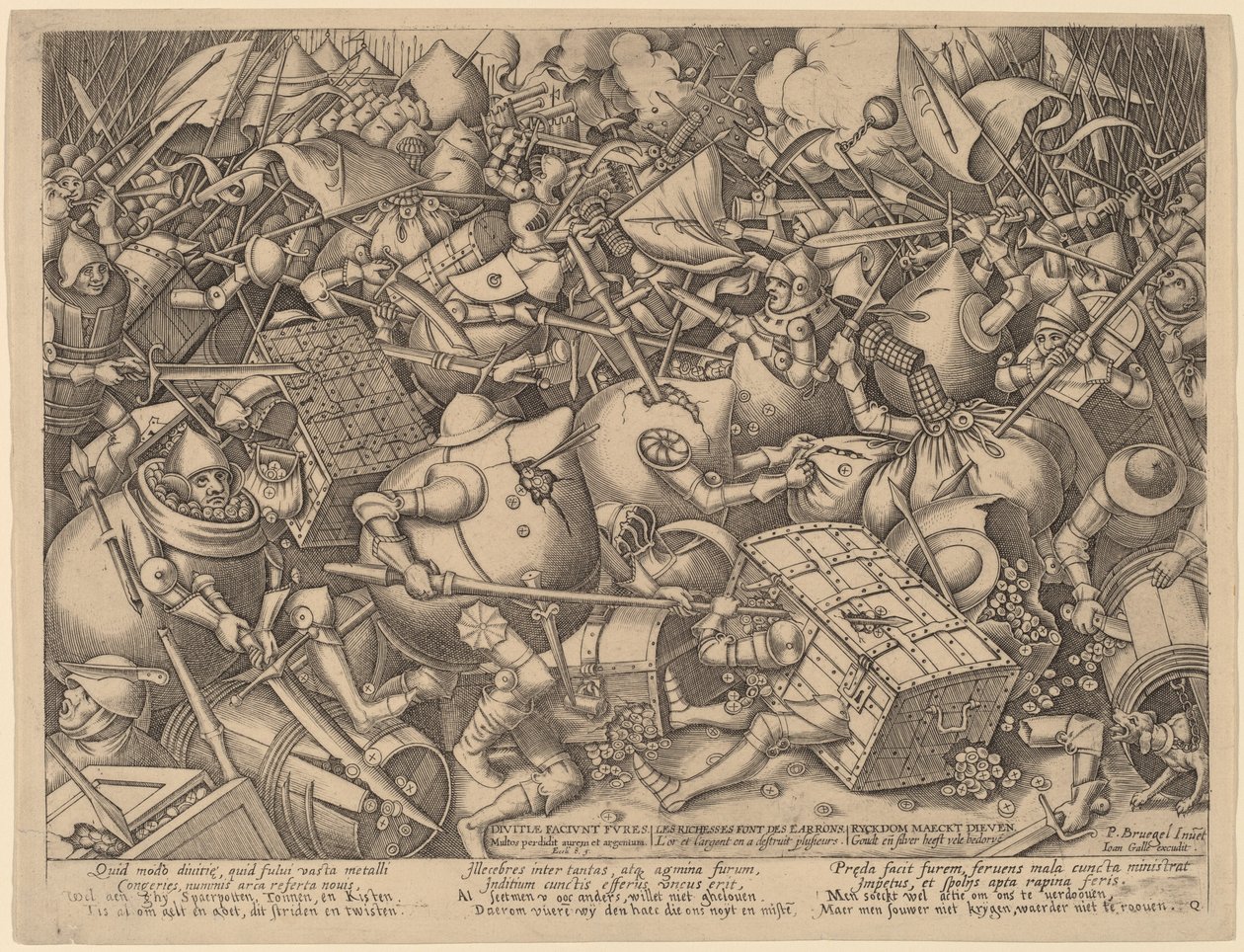 Para Çantaları ve Kasalar Savaşı by Pieter van der Heyden after Pieter Bruegel the Elder