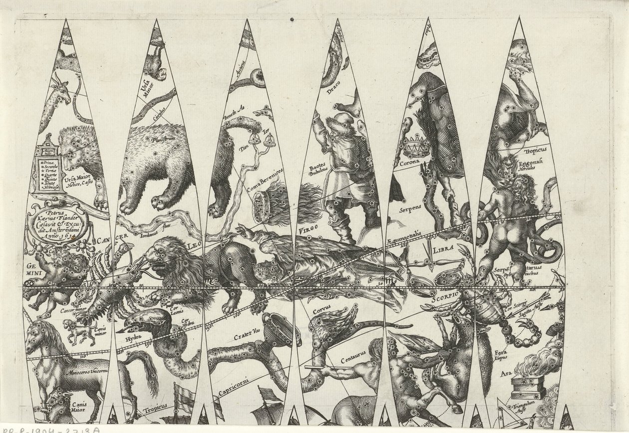 Zodyak bölümünün haritası by Pieter van der Keere