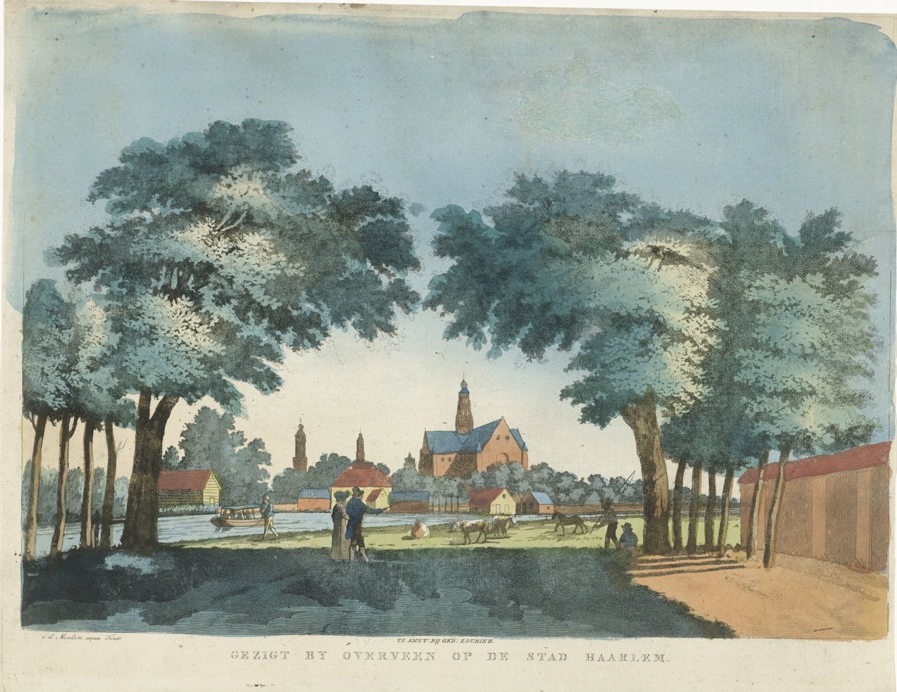 Haarlem şehrinde Overveen tarafından Overveen Gezigt'ten Haarlem'in görünümü (nesnedeki başlık) by Pieter van der Meulen