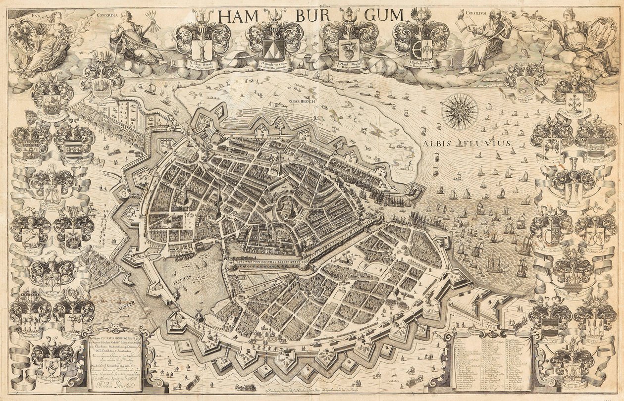 Hamburg haritası, 1644. by Pietersen