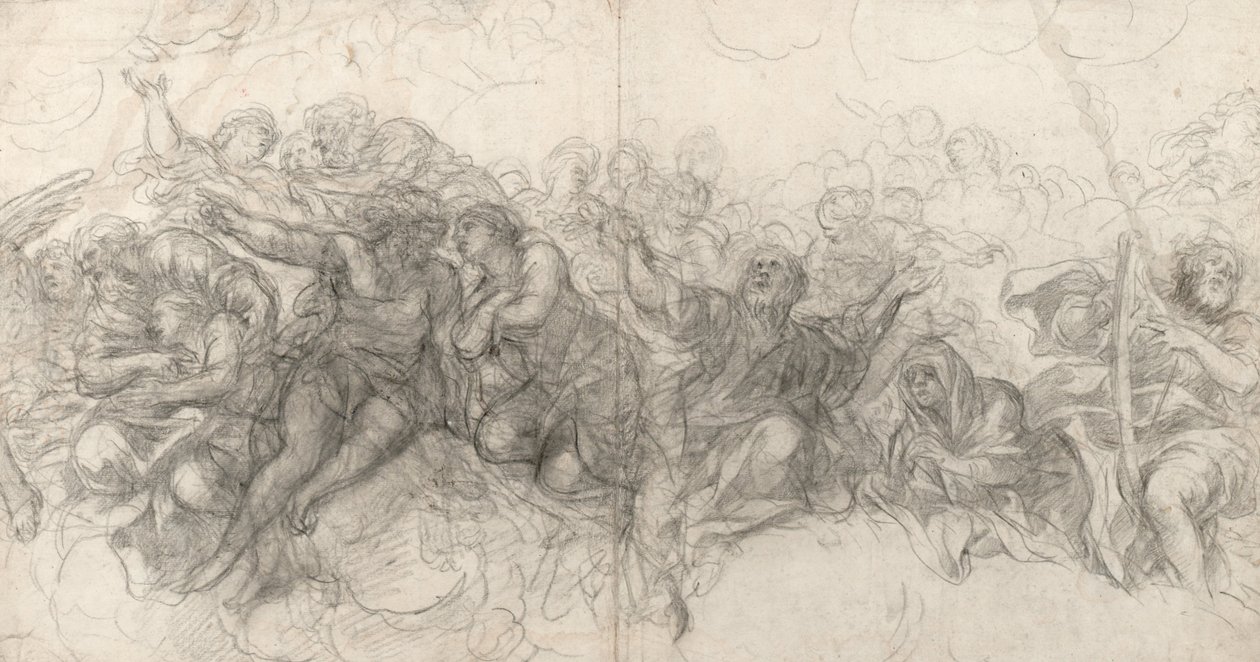 İbrahim ve İshak, Adem ve Havva, Nuh ve Sağ Kenarda, Arplı Davut, 1647 by Pietro da Cortona