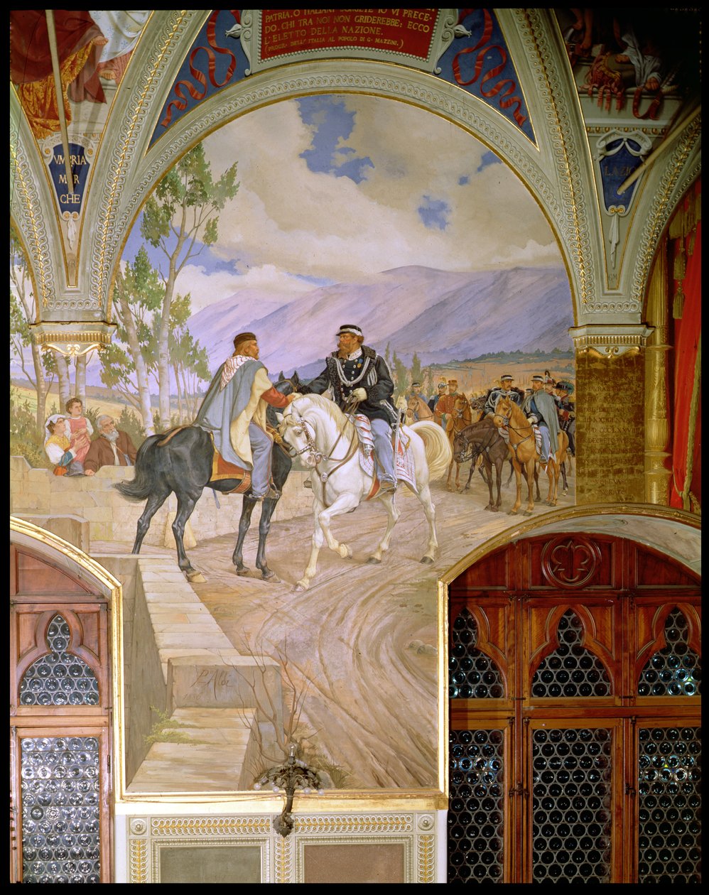 Giuseppe Garibaldi (1807-82) ve Kral Vittorio Emanuele II (1820-78) Arasındaki Görüşme 26 Ekim 1860