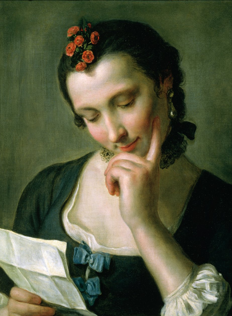 Aşk Mektubu okuyan genç bir kadın by Pietro Antonio Rotari