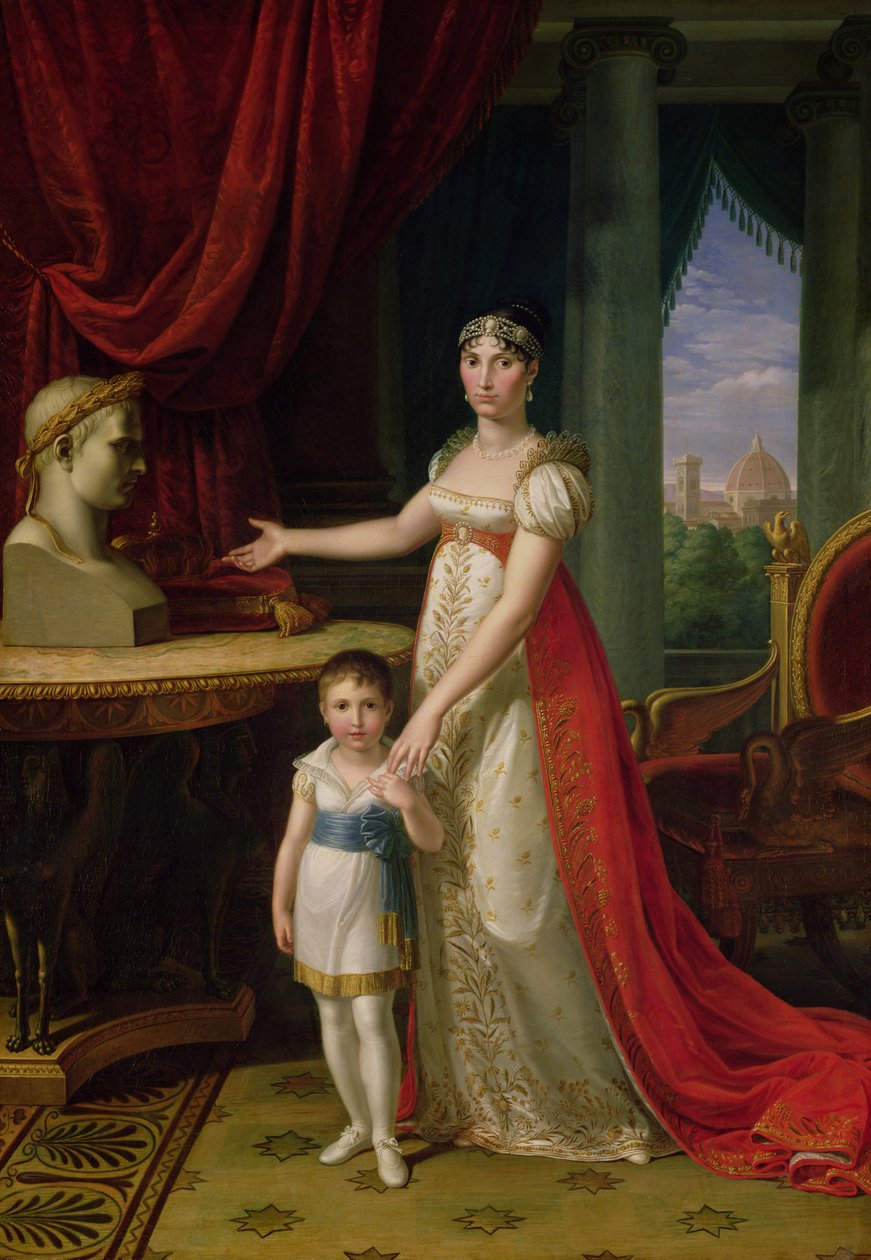 Elisa Bonaparte (1777-1820) Toskana Büyük Düşesi ve kızı Napoleone-Elisa by Pietro Benvenuti