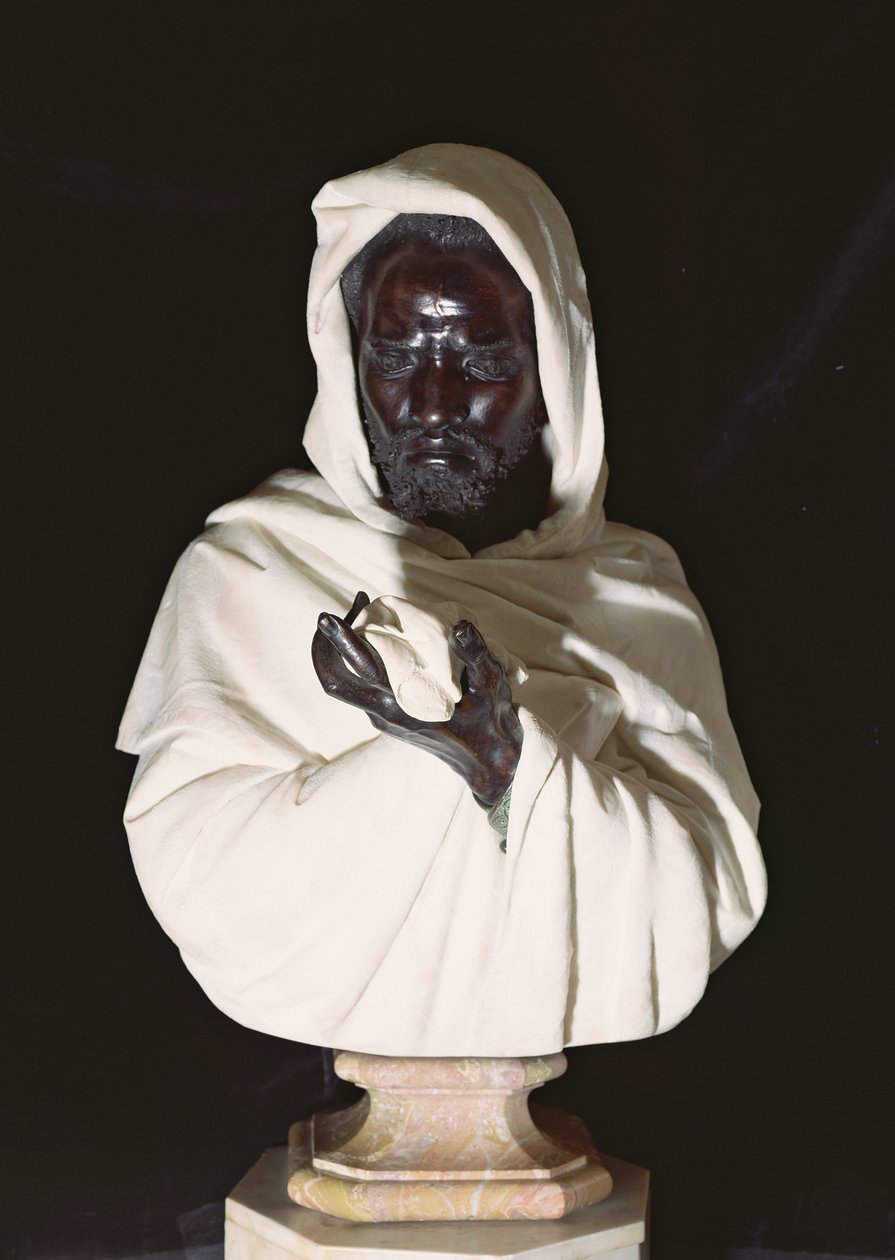 Othello, 1872 (oniks kaide üzerinde bronz ve beyaz mermer) by Pietro Calvi