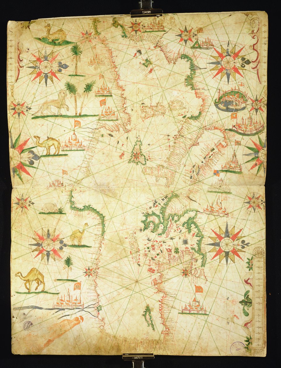 Akdeniz Havzası, bir deniz atlasından, 1651 (parşömen üzerine mürekkep) (ayrıca bkz. 330923-330924) by Pietro Giovanni Prunes