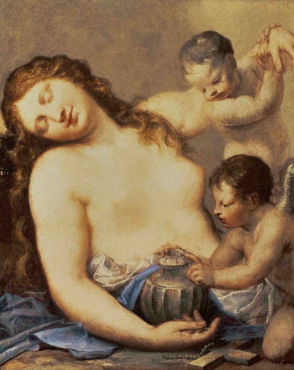 Putti ile Tövbekar Mary Magdalene by Pietro Liberi