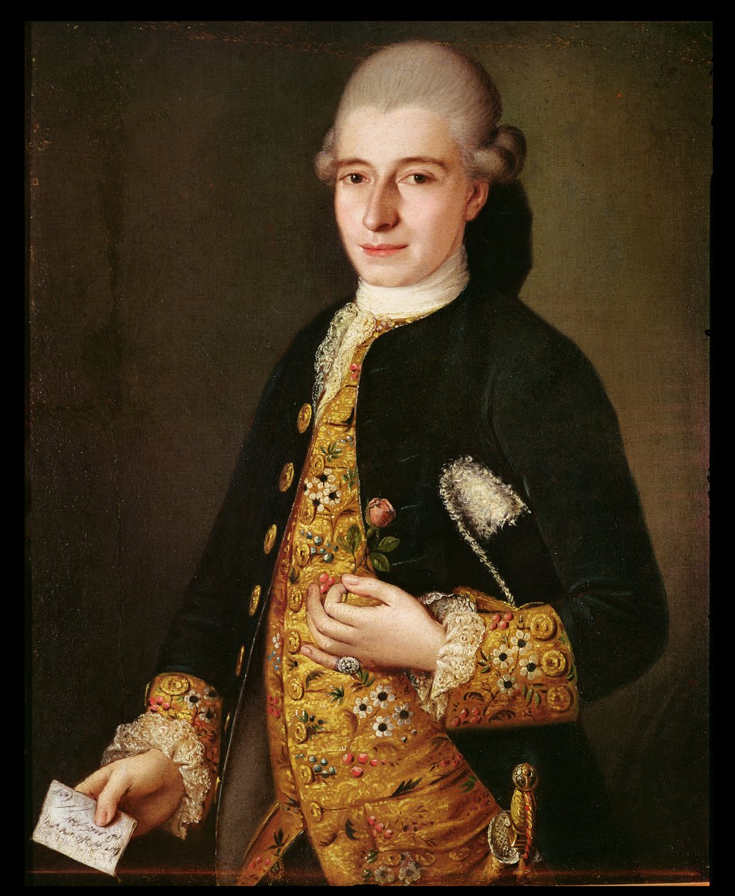 Gül İliği Olan Bir Beyefendinin Portresi by Pietro Longhi