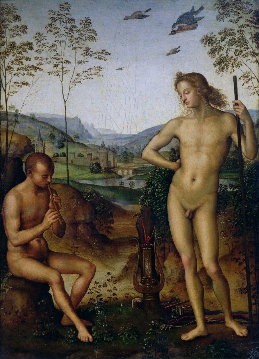 Apollo ve Çoban Daphnis, c.1490-1500 by Pietro Perugino